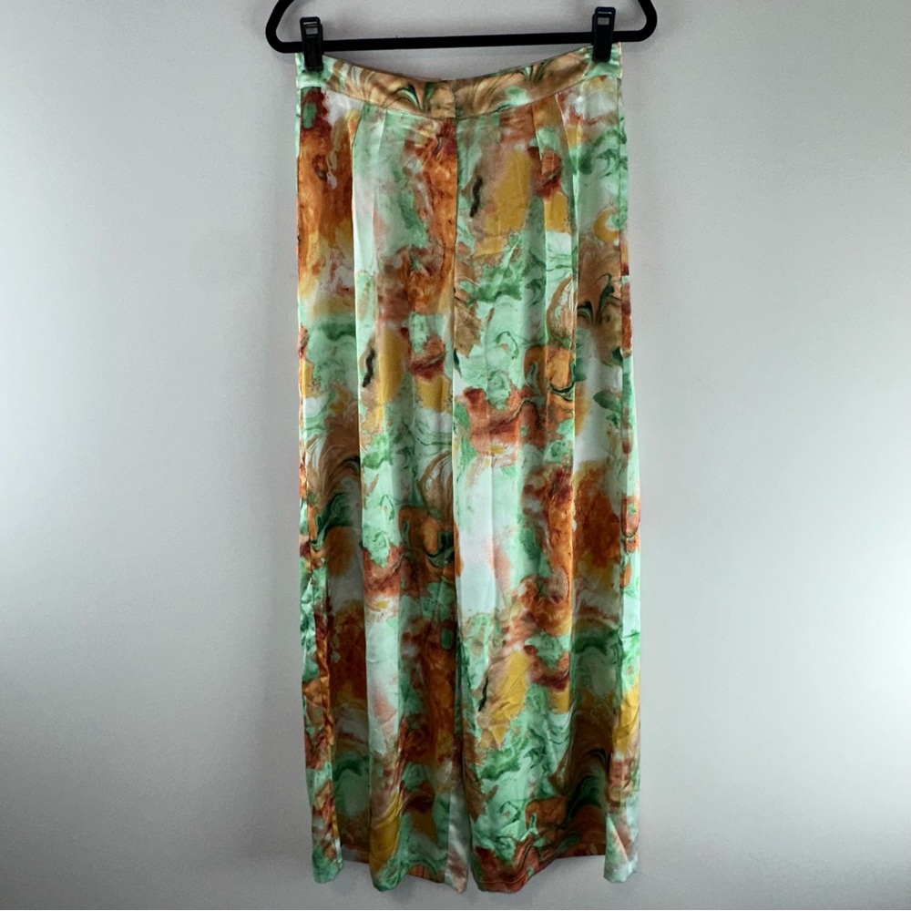 Micas Orange and Green Tie Dye Wide Leg High Rise Women Casual Pants Size M